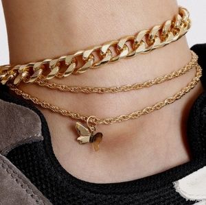Gold Butterfly Charm Anklet